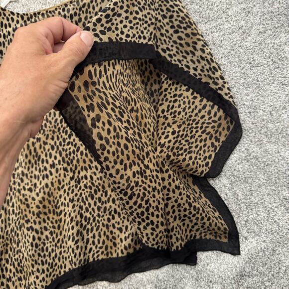 Talbots Leopard Print Kimono Top S SIlk Boho Chic Mob Wife Classic Resort Layer - Picture 7 of 8
